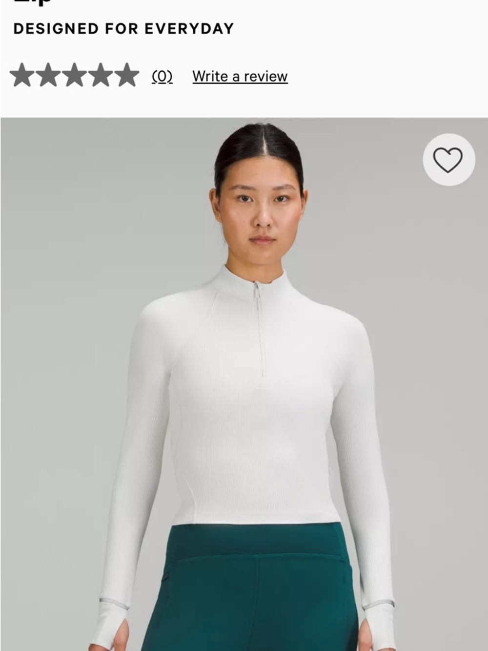 Lululemon It's Rulu Ribbed Cropped Half Zip